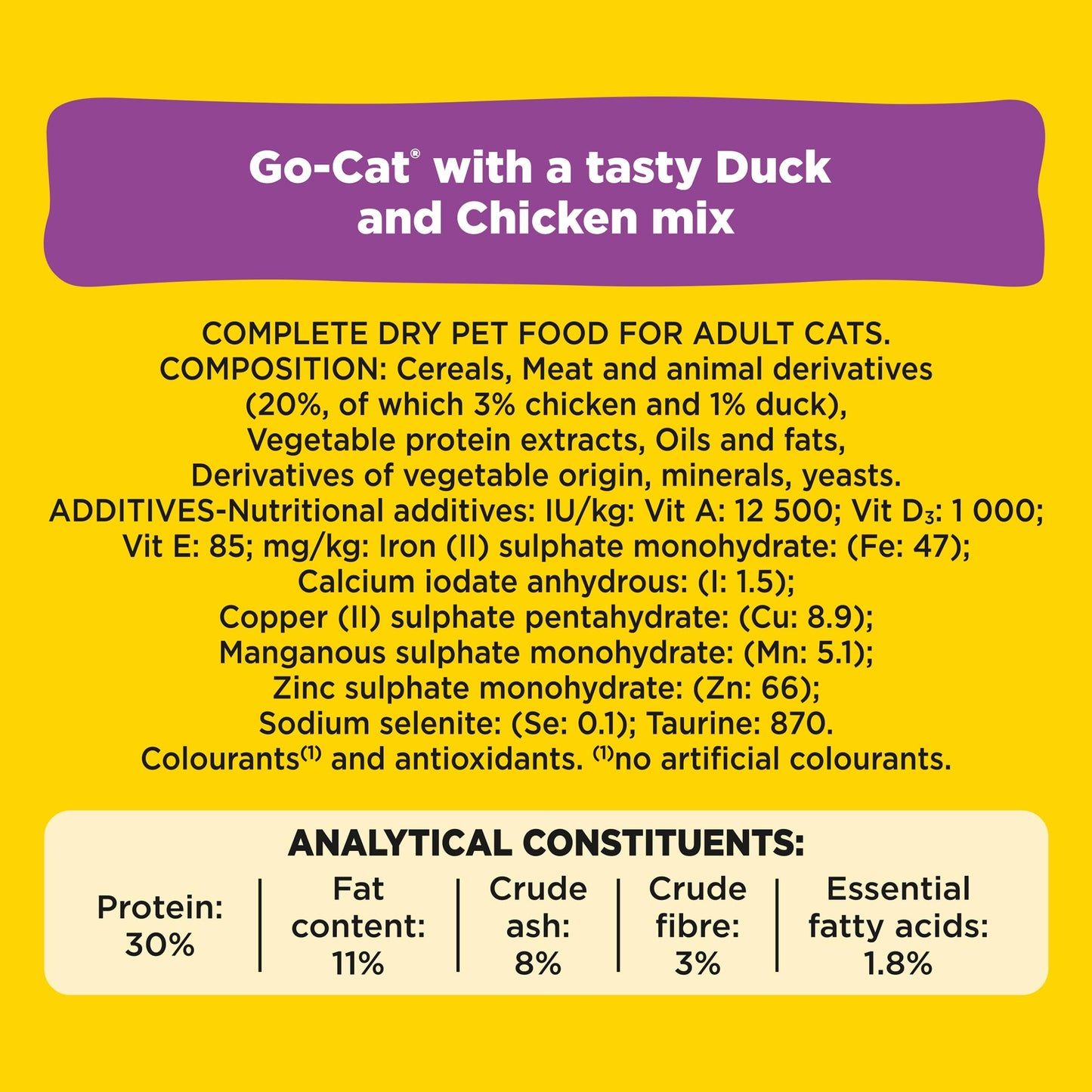 GO-CAT Chicken and Duck Dry Cat Food 10kg