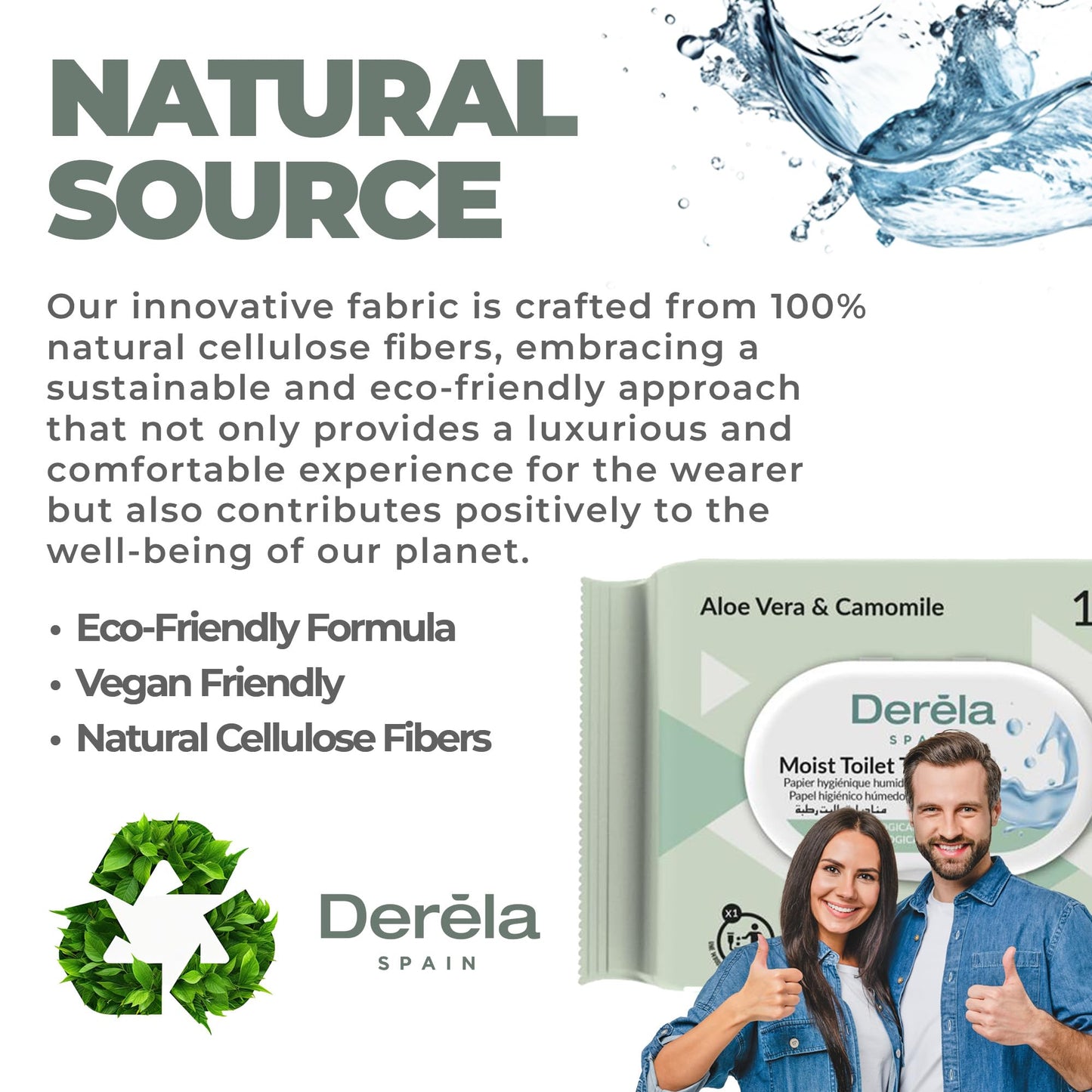 Derela WC Flushable Toilet Paper Wet Wipes - Dermatologically Tested / PH Neutral for The Skin (400 Wipes / 4 Packs)