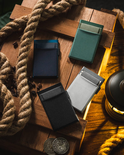 DUGRAFT Men's Pop-Up Credit Card Holder Wallet - Slim RFID Blocking Aluminium Metal Wallet with Coin Pocket, Holds 6+ Cards & Cash | Minimalist Gift Box Included - UK Mens Wallets Essentials