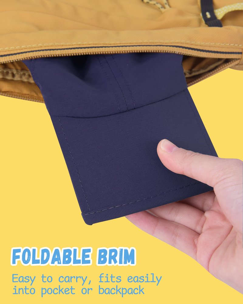 GADIEMKENSD Kids Baseball Cap Sun Hat, Foldable Packable Toddler Hat, UPF50+ UV Protection, Lightweight Breathable Quick Dry Cool Mesh Summer Cap for Boys Girls, Navy Red Mesh 4-9T