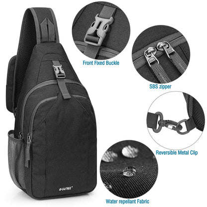 G4Free Sling Bag Rucksack, Diebstahlschutz, Brusttasche, Umhängetasche, Crossbody, Fitnessstudio, Tagesrucksack mit Kopfhörerloch für Outdoor, Radfahren, Reisen, Wandern, Herren und Damen