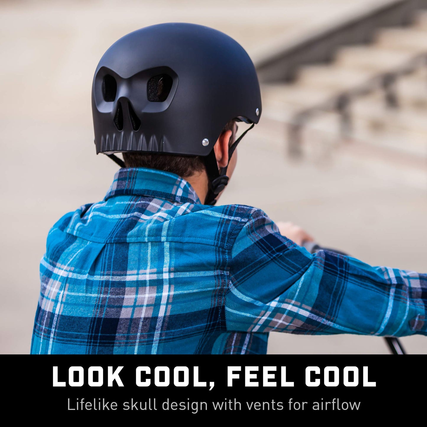 Mongoose Street Hardshell Skull Youth Bike Helmet, Black Medium