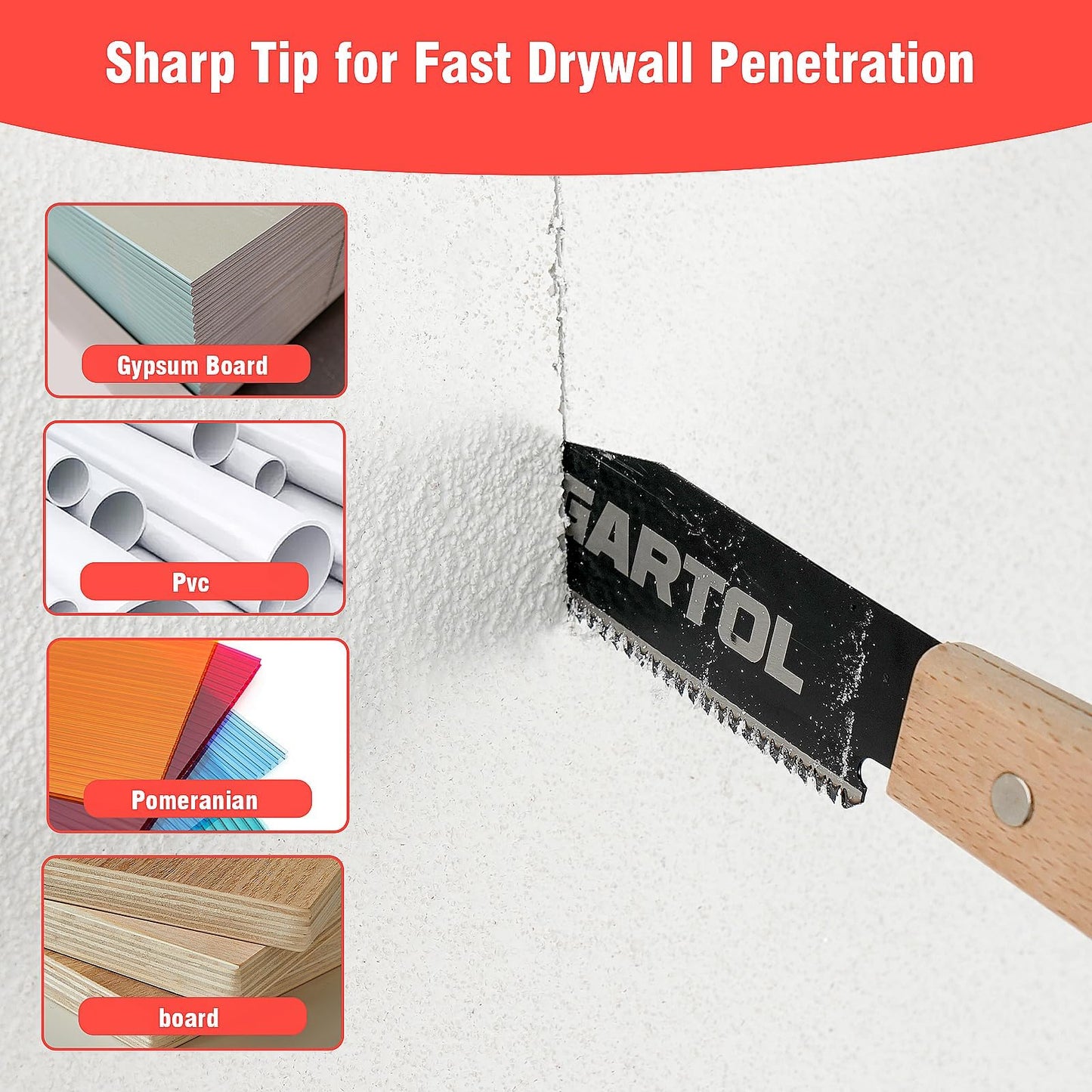 GARTOL Hand Saw for Wood Cutting, 2-Piece Japanese Pull Saw with 6-Inch Flush Cut & Double-Edged SK5 Flexible Blade & Wooden Handle, Precision Woodworking Tools for DIY, Crafting, Carpentry, Trim Work