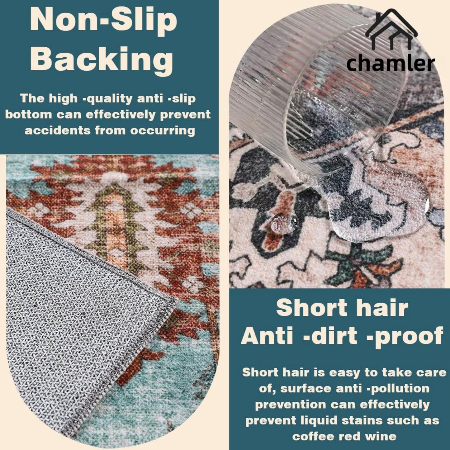 chamler Washable Area Rug 9x12 Boho Chic Medallion Distressed Design Non-Shedding Easy Care Ideal for High Traffic Areas in Rug for Living Room Bedroom Office Coffee Table Large Carpet