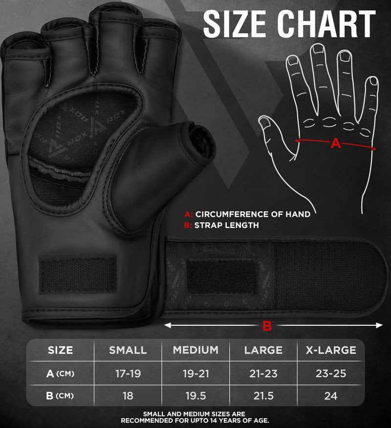 RDX MMA Gloves Grappling Sparring, Maya Hide Leather, Boxing Gloves Men Women Muay Thai Martial Arts Training, Half Finger Adjustable Mitts Wrist Support Kickboxing Cage Fighting Punching Bag Workout