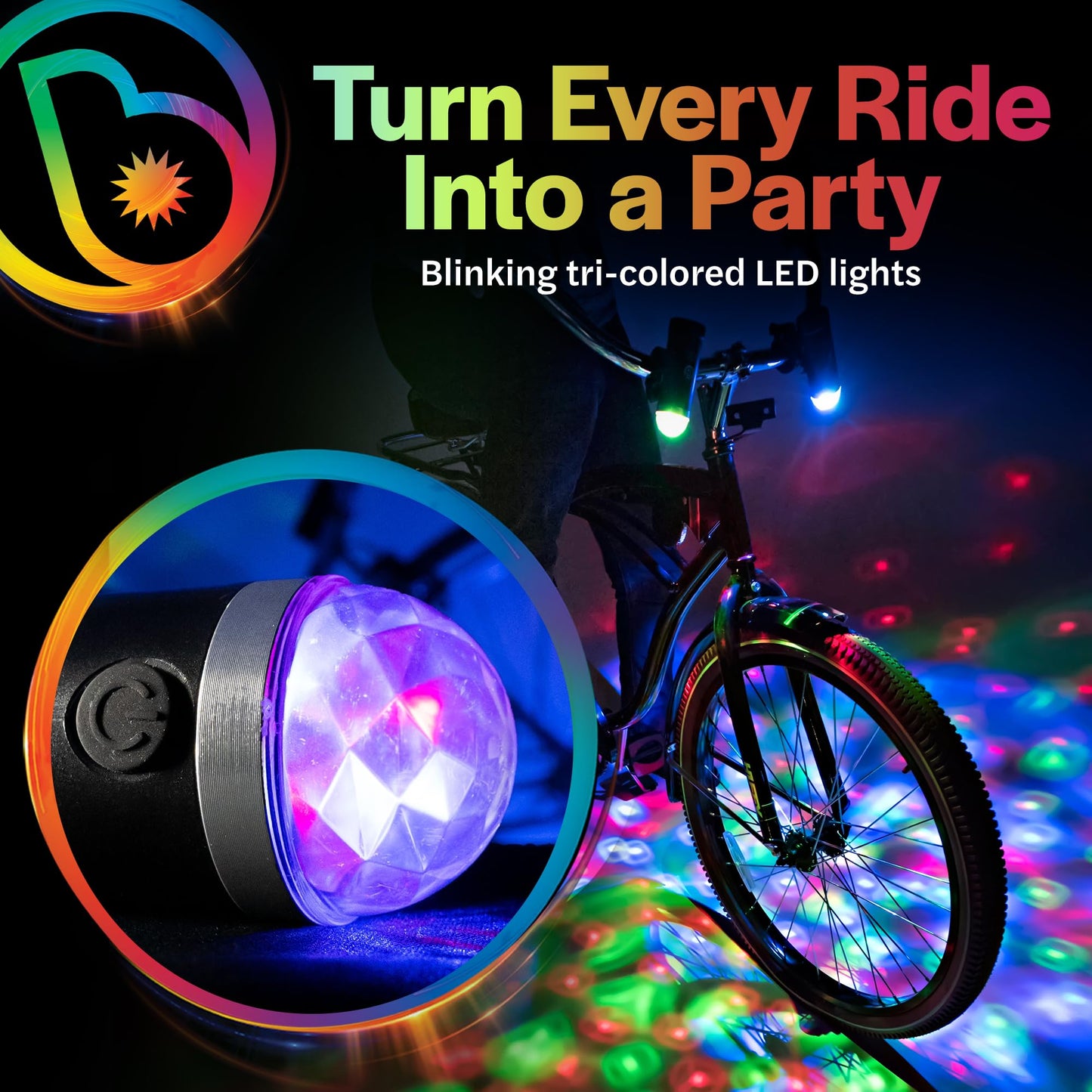 Brightz Disco Bike Lights LED Bicycle Lights RGB Burning Man Lights BMX Bike Accessories Bike Decorations Bike Light Bike Lights Kids Burning Man Bike Lights Bicycle Accessories Men Women Boys Girls