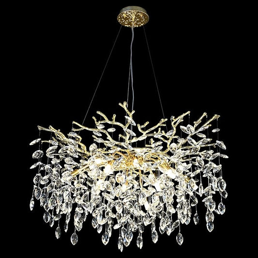 Modern Crystal Chandelier for Dining Room 12-Light Gold Rectangle Raindrop Chandelier Contemporary Rectangular Pendant Light Fixture for Kitchen Island Bar