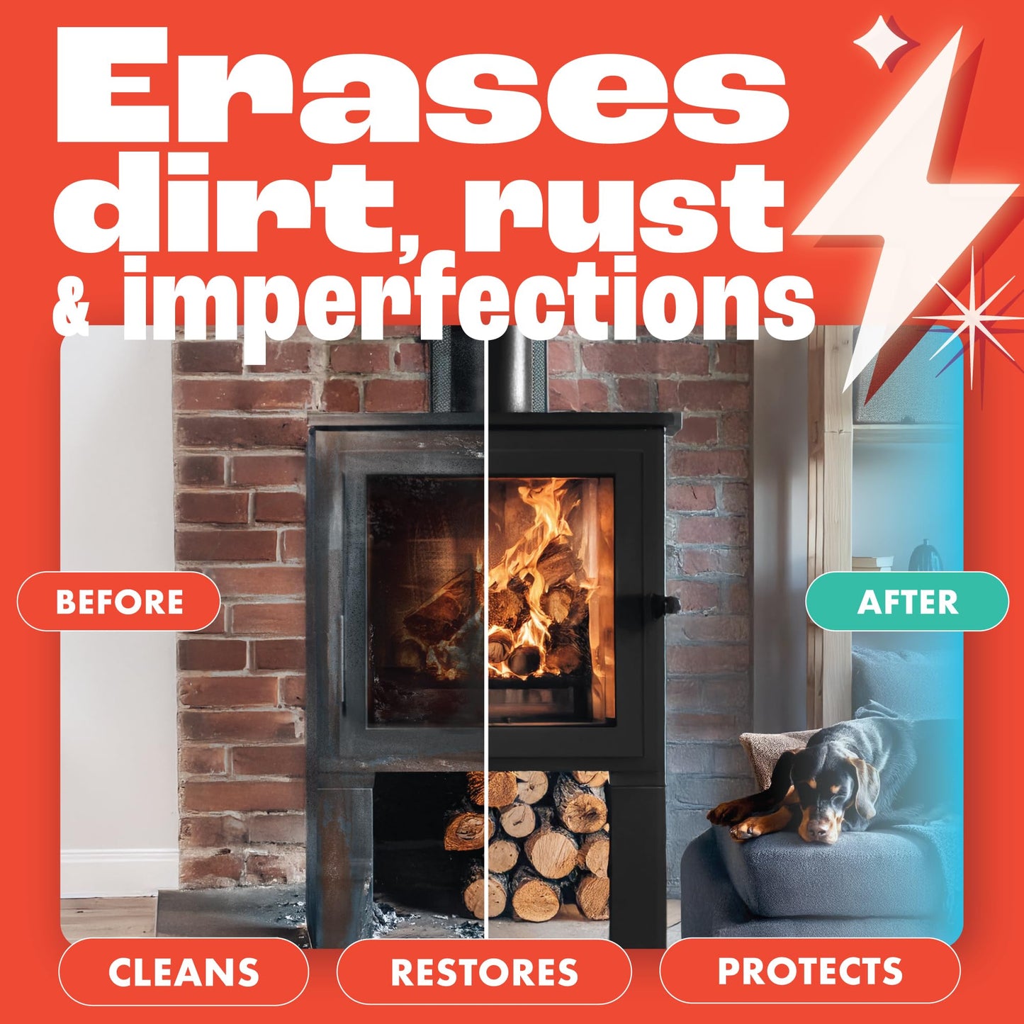 Dirtbusters Stove Cleaning Care Kit, With Exterior Spray, Glass Cleaner Paste & Stove Polish, Clean, Protect & Restore Log Burners & Grates