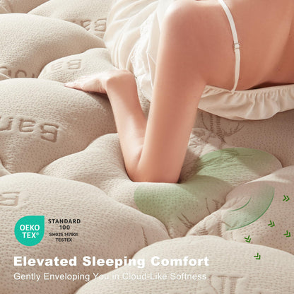 BEDLORE Twin Mattress Topper Viscose Derived from Bamboo, Thick Pillow Top Mattress Pad with Stretchable Pockets for 6"-15" Mattress, Soft Breathable Mattress Topper for Back Pain Relief(Beige)