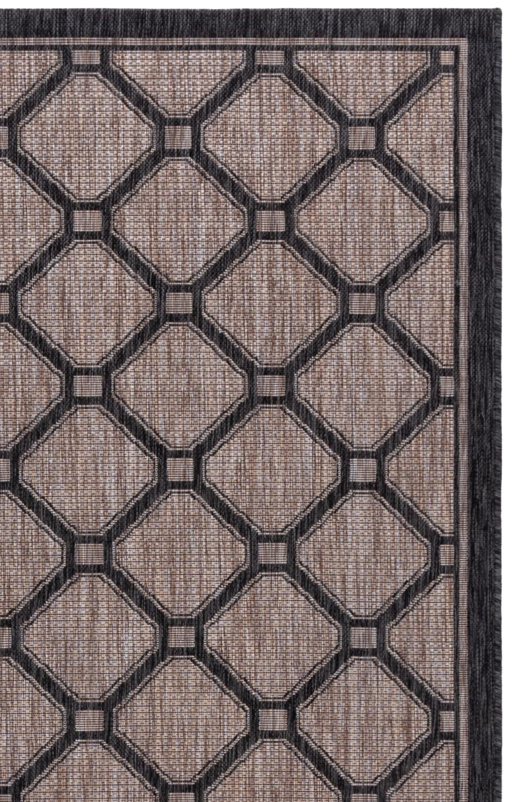 SAFAVIEH Courtyard Collection 5'3" x 7'7" Natural / Black CY8471 Indoor/ Outdoor Waterproof Easy Cleaning Patio Backyard Mudroom Area Rug