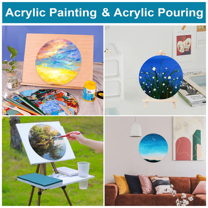 NBEADS 12 Pcs Round Painting Canvas Panels, Blank Canvas Drawing Boards for Oil & Acrylic Painting Students Artist Hobby Painters and Beginners, 15cm in diameter