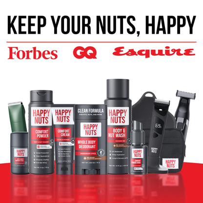 HAPPY NUTS Comfort Cream Deodorant For Men: Anti-Chafing Sweat Defense, Odor Control, Aluminum-Free Mens Deodorant & Travel Essential for Men's Private Parts 3.4 fl oz (Original)