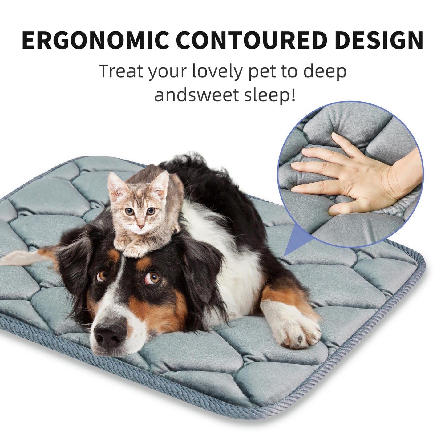 Geegoos Dog Crate Mattress,Washable Soft Kennel Pads,Pet Bed Blanket Dog Crate Mat Suitable for 36 inch Cage,Dog Bed Mats for Large Dogs and Cats(89x56cm,Grey)
