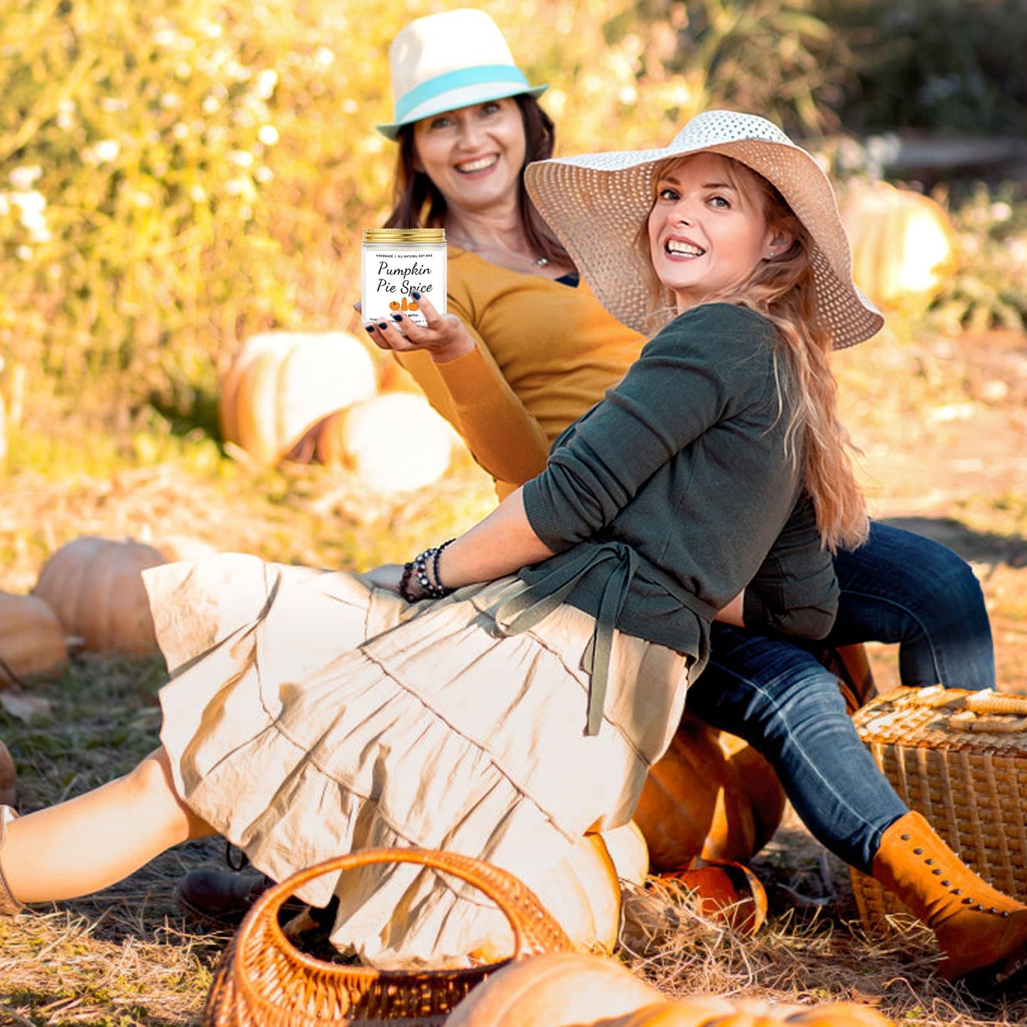 Homsolver Fall Candles, Pumpkin Cinnamon Spice Candle, Fall Candles Decorations for Home Gifts for Women Pumpkin Pie Spice Scented Candle Gifts