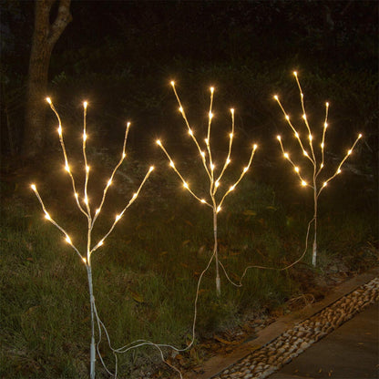 EAMBRITE Home Decorative Twig Lights Lighted White Birch Twig Branches Pathway Stakes with 60 LED White Lights Waterproof Plug in for Outdoor and Indoor Decor (3PK, 76cm)