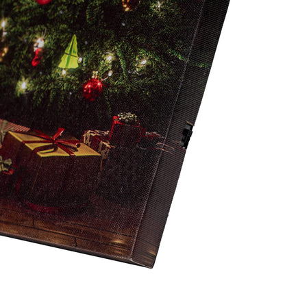 SOFFEE DESIGN 16'' x 12'' LED Christmas Canvas Prints Wall Art, Light Up Snowy Scene Picture for Holiday Decor, Battery Operated Painting Fireplace & Christmas Tree