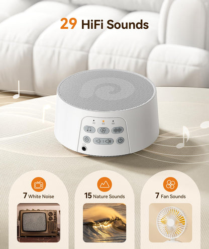 Dreamegg White Noise Sound Machine for Adults Sleeping, D3 Pro Sound Machine for Baby Adults, 29 HiFi Sound, Battery/Adapter, Portable Sound Machine for Sleeping, Sound Therapy for Home Office Travel
