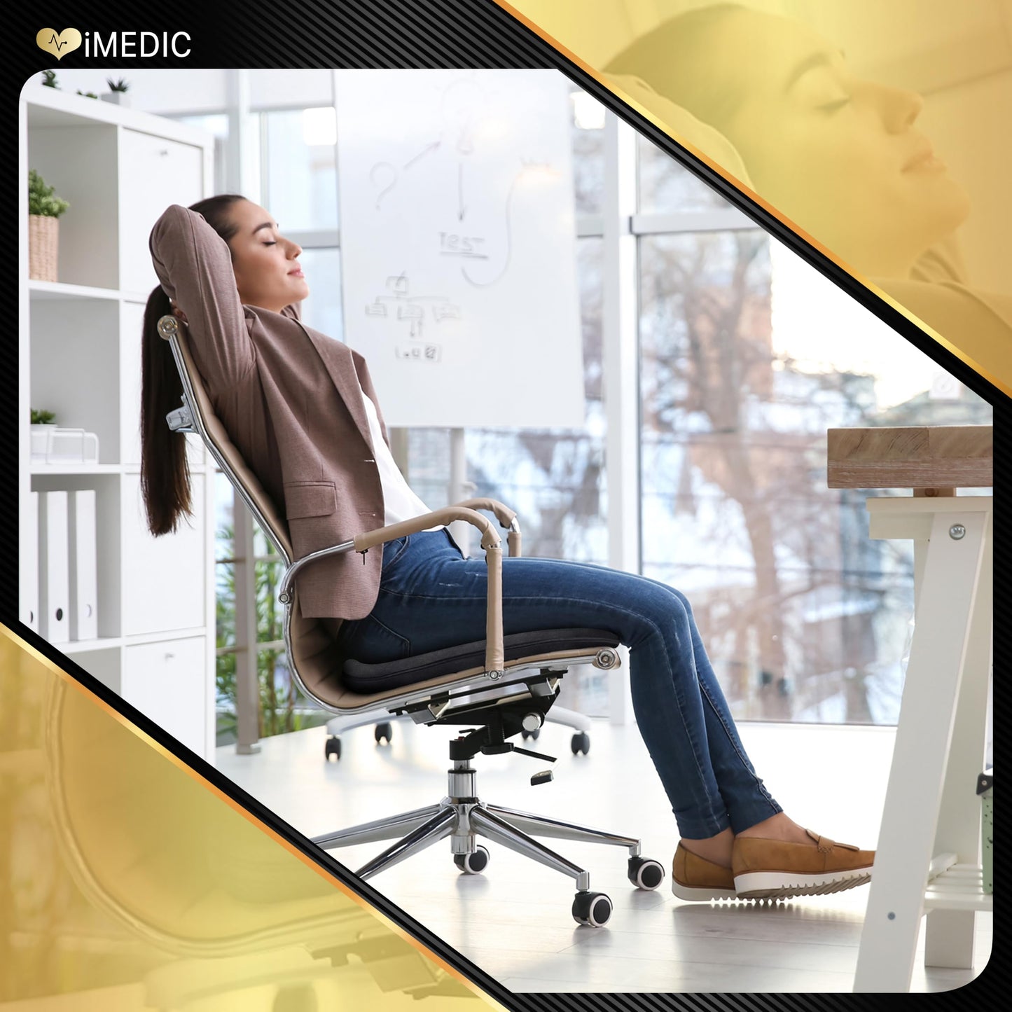iMedic Memory Foam Donut Cushion (1 Pack) – Ergonomic Seat Cushion for Haemorrhoids, Coccyx & Postnatal Pain – Office Chair Cushion for Tailbone Relief – Orthopedic Support for Sitting Comfort