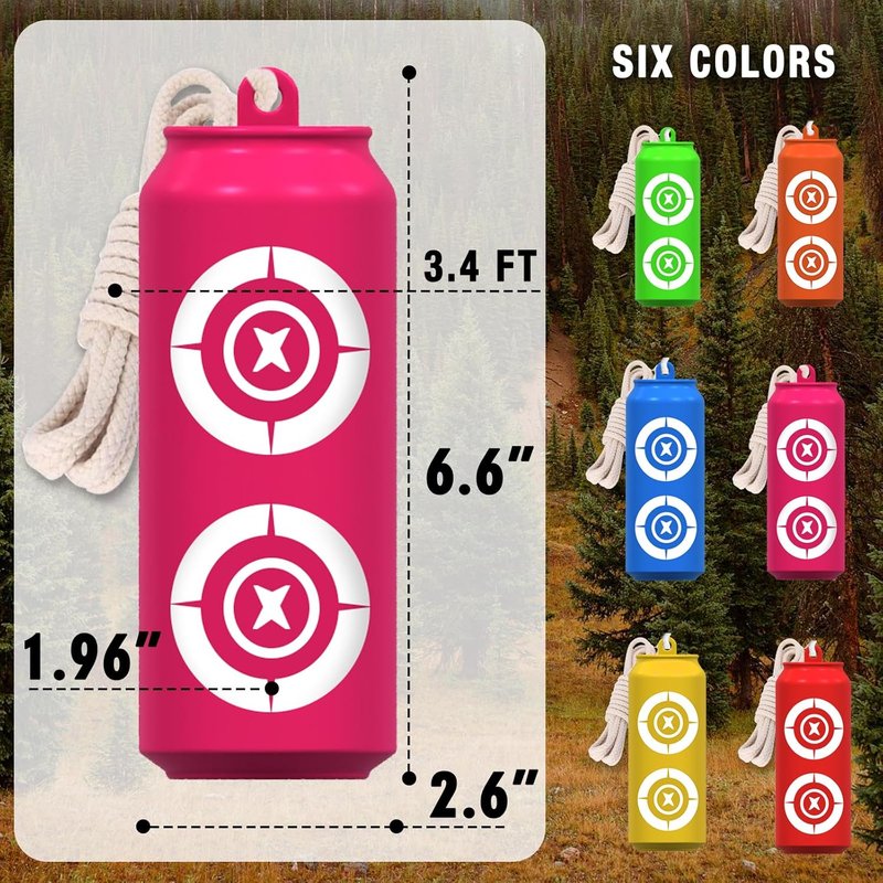Shatterproof Bottle Shooting Targets - 6 Pack Plastic Bottles with Rope & Foldable Funnel | Colorful Firearm Practice Targets for Indoor & Outdoor Use
