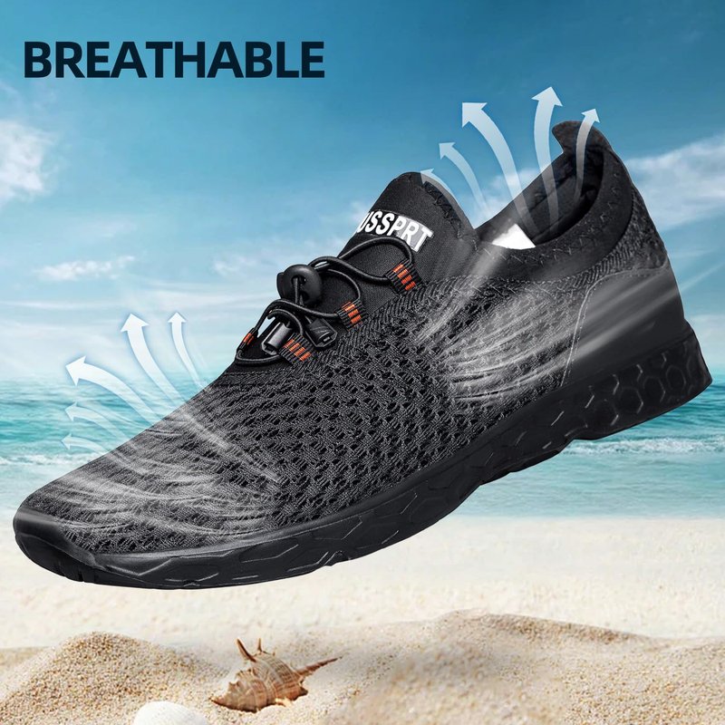 DOUSSPRT Men's Water Shoes Quick Drying Sports Aqua Shoes AllBlack Size 11