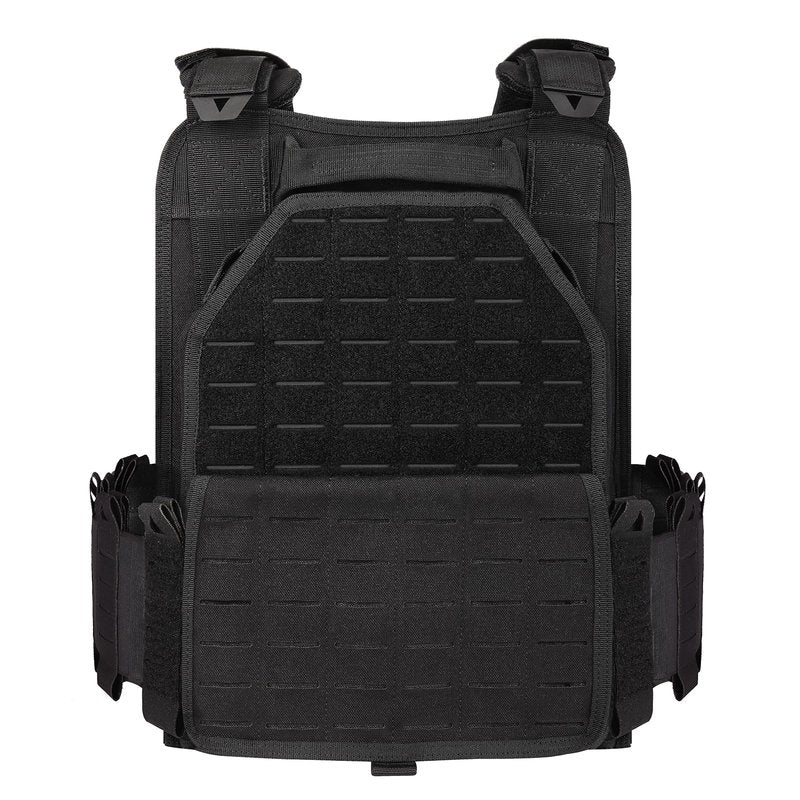 YAKEDA Tactical Outdoor Vest for Men /1000D Nylon Quick Release Laser-Cutting Modular Lightweight Vest (Black2.0)
