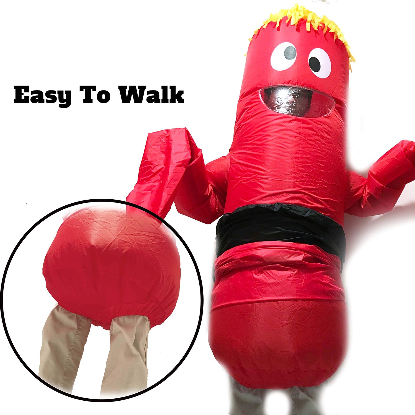 Spooktacular Creations Halloween Inflatable Costume Adult, Tube Man Blow up Costume, Air Dancer Wacky Waving Arm Inflatable Suit for Cosplay Themed Parties, Red