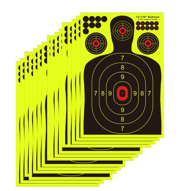 12x18 inch Silhouette Splatter Targets - Bright Fluorescent Yellow Easily seen on Impact When Hitting Target for BB Guns, airguns, Rifles, Indoor and Outdoor ranges (25 Pack)