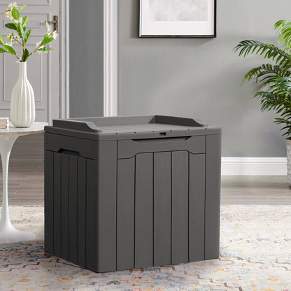 Flamaker Deck Box 31 Gallon Waterproof Resin Storage Box with Lid Indoor Outdoor Delivery Box Storage Bin for Patio Cushions (Grey)