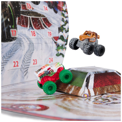 Monster Jam Mini Christmas Advent Calendar, 24 Days of Mini Monster Trucks and Accessories, 1:87 Scale, Kids’ Toys for Boys and Girls Ages 3 and up