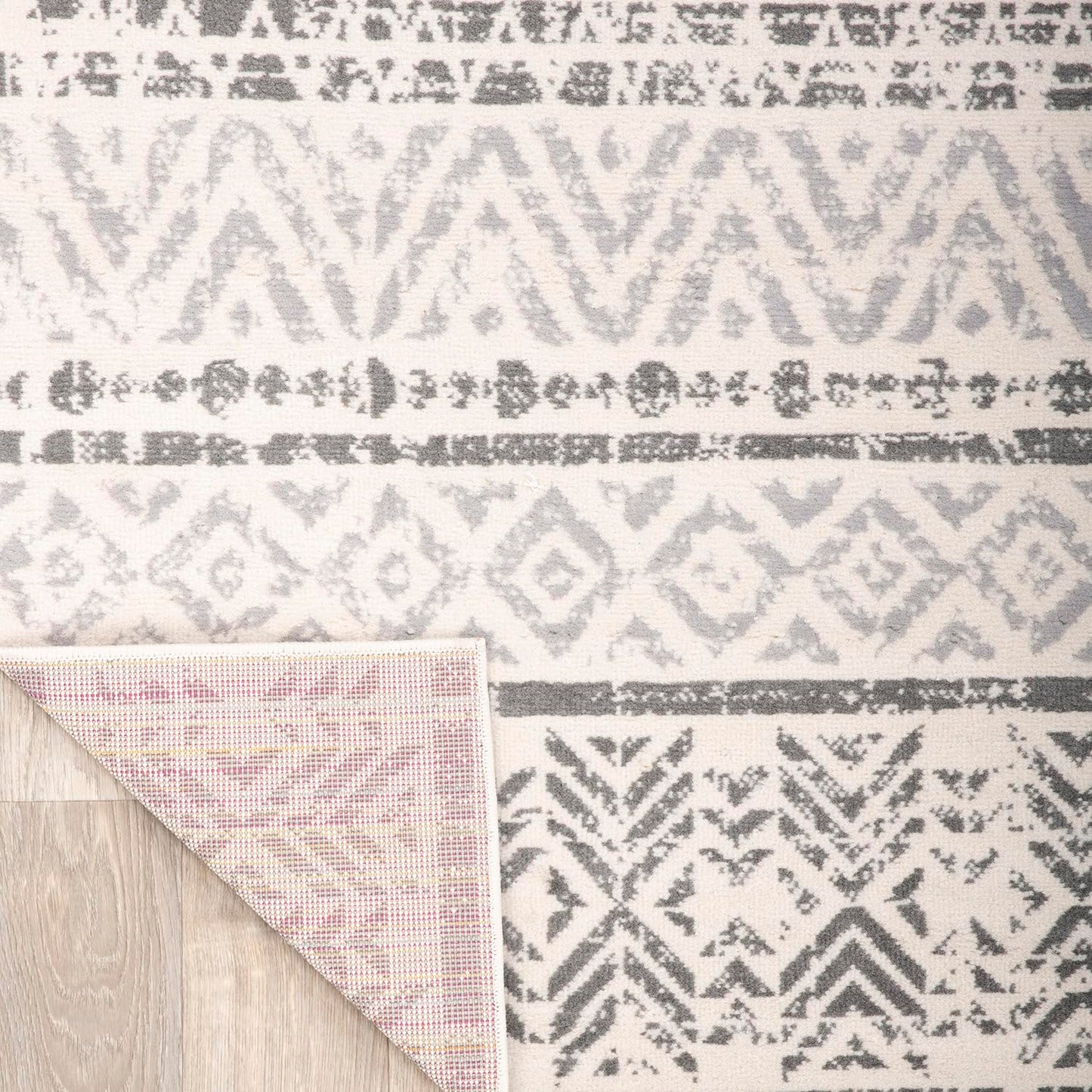 Rugshop Geometric Boho Oval Rug – Gray Tribal Pattern, Perfect for Dining Room, Living Room, 5' x 7' Oval