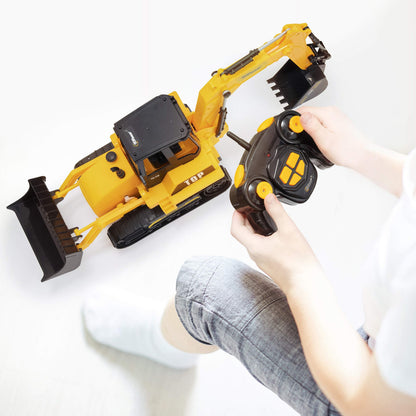 Top Race 8-Channel RC Excavator Tractor - Fully Functional Backhoe Loader with Lights and Sound - Remote Control Construction Digger Toy for Kids Ages 3+