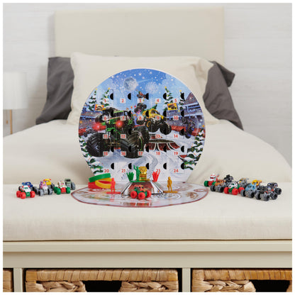 Monster Jam Mini Holiday Advent Calendar, 24 Days of Mini Monster Trucks and Accessories, 1:87 Scale, Kids Toys for Boys and Girls Ages 3 and up
