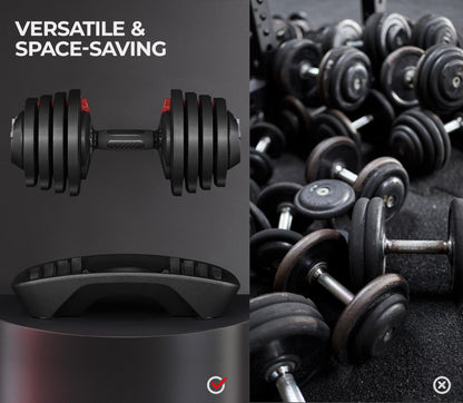 Yaheetech Adjustable Dumbbell Set 28/40/52.5/90LBS Adjustable Dumbbells Fast Adjust Dumbbell Weight Set with Anti-Slip Handle and Tray for Men/Women Home Gym Strength Training Equipment Single/Pair