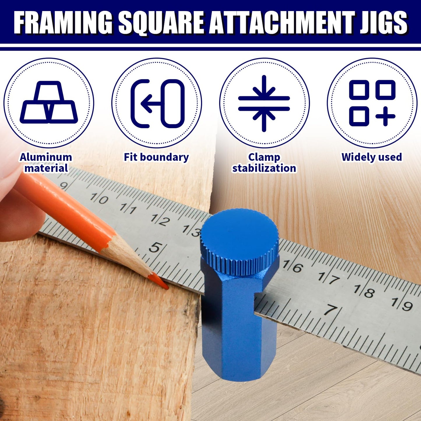 OWTWCNL Tall Stair Gauges for Framing Square, Aluminum, Anodized, 4.7x2.1cm/1.85x0.83 inch