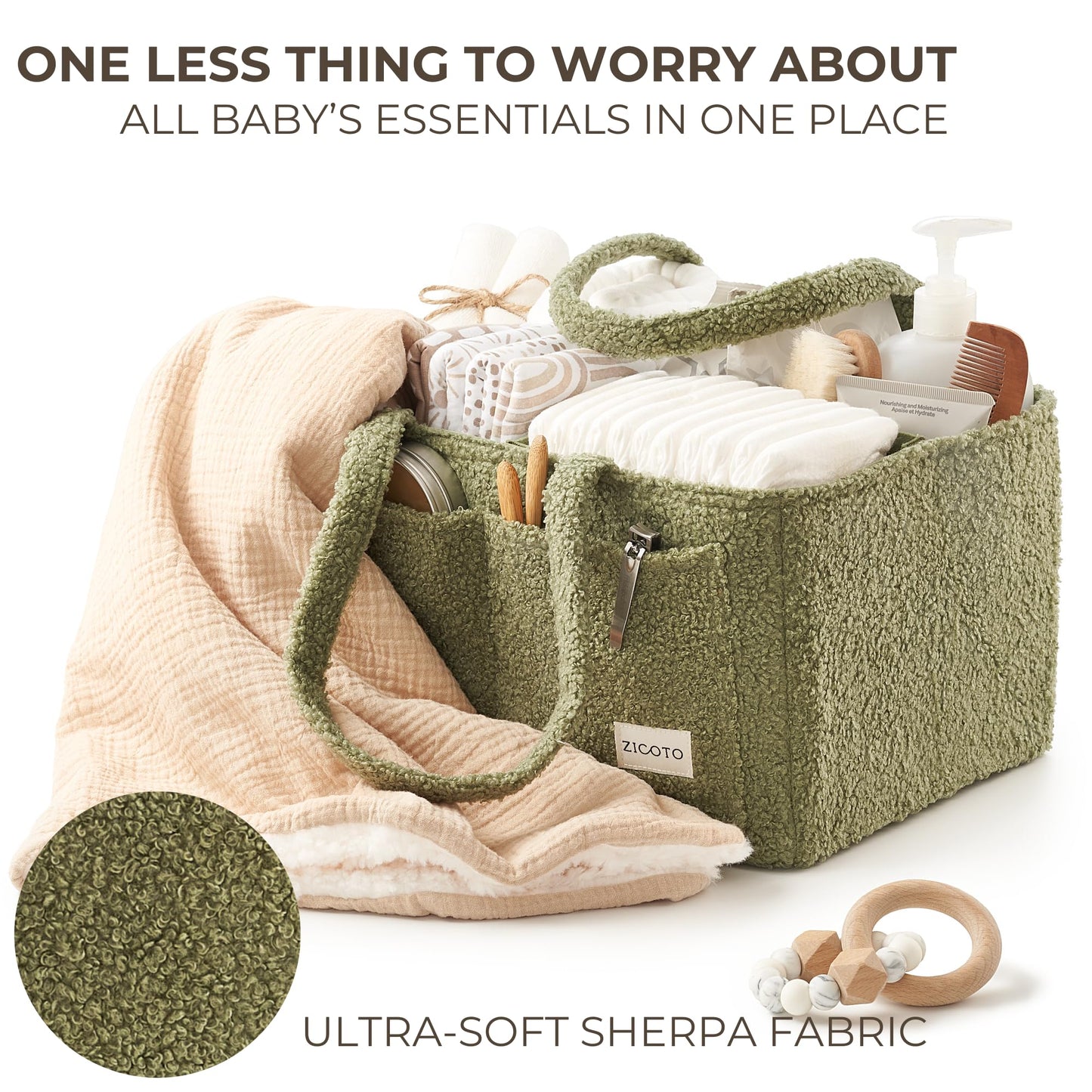 Beautiful Diaper Caddy Organizer - Versatile Storage Basket Easily Holds Diapers, Wipes and Other Baby Necessities - Perfect for Baby Showers, Functional Car Storage & Great Gift for Expecting Mothers