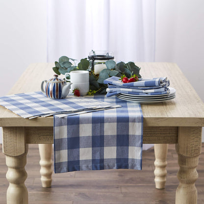 DII Buffalo Check Collection, Classic Farmhouse Tabletop Set, Placemat Set, 13x19, Stonewash Blue, 6 Piece