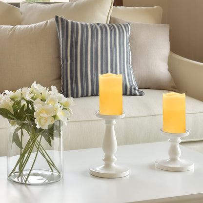 VETOUR Wax Shell Flameless Candles : Set of 1 H4”D3.15” Remote Control LED Electric Candle Ivory Real Wax Pillar Flickering Candles with Timer Home Halloween Christmas Gift Deco