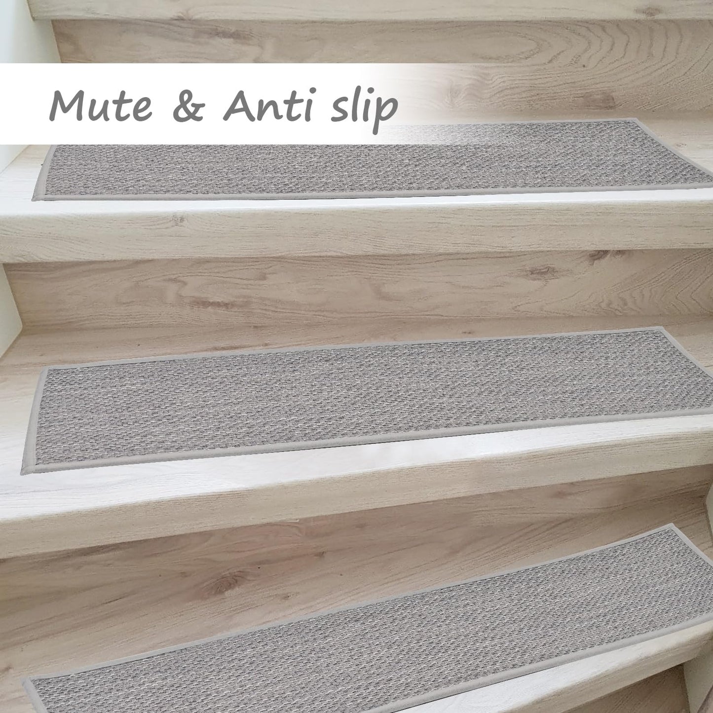 Carpet Stair Treads for Wooden Steps Indoor | Stair Treads Non Slip | Traceless Self Adhesive Stair Runner | Gray 7 Pcs