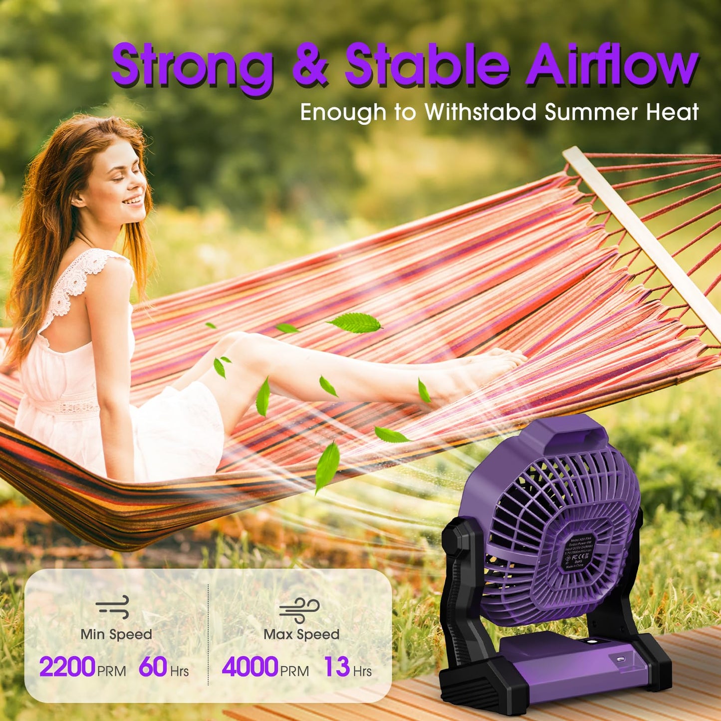 JINLICTE Camping Fan with LED Lantern, 20000 mAh 9 Inch Portable Rechargeable Battery Powered Fan with Stepless Speed and Quiet Battery Operated for Tent, Picnic, Barbecue, Fishing, Travel, Home