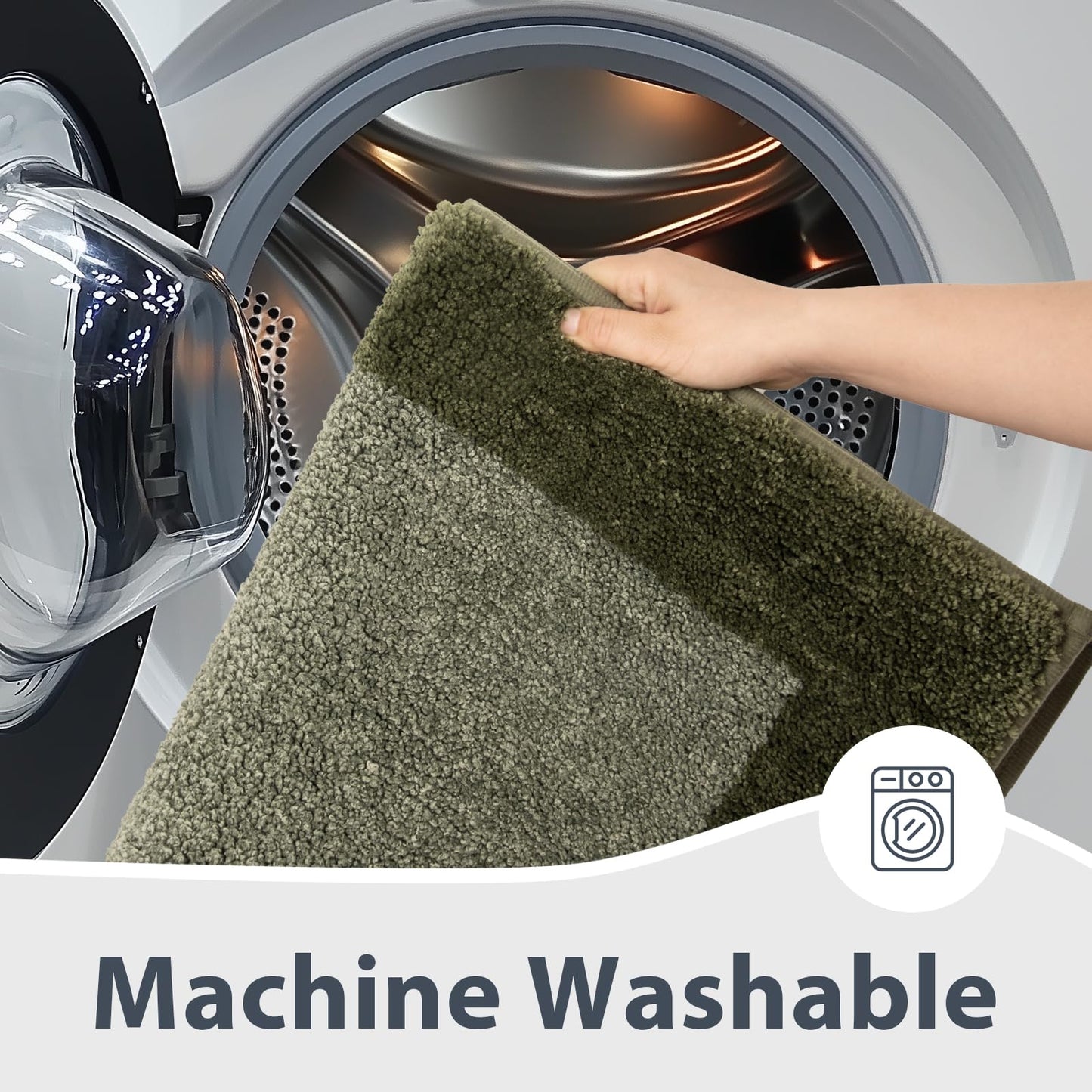 anllugs Bathroom Rugs 30" x 46", Non-Slip Extra Soft Absorbent Bath Rugs, Machine Washable Quick Dry Bath Mats for Bathroom Floor, Shower, Bathtub and Sink, Olive Green & Green