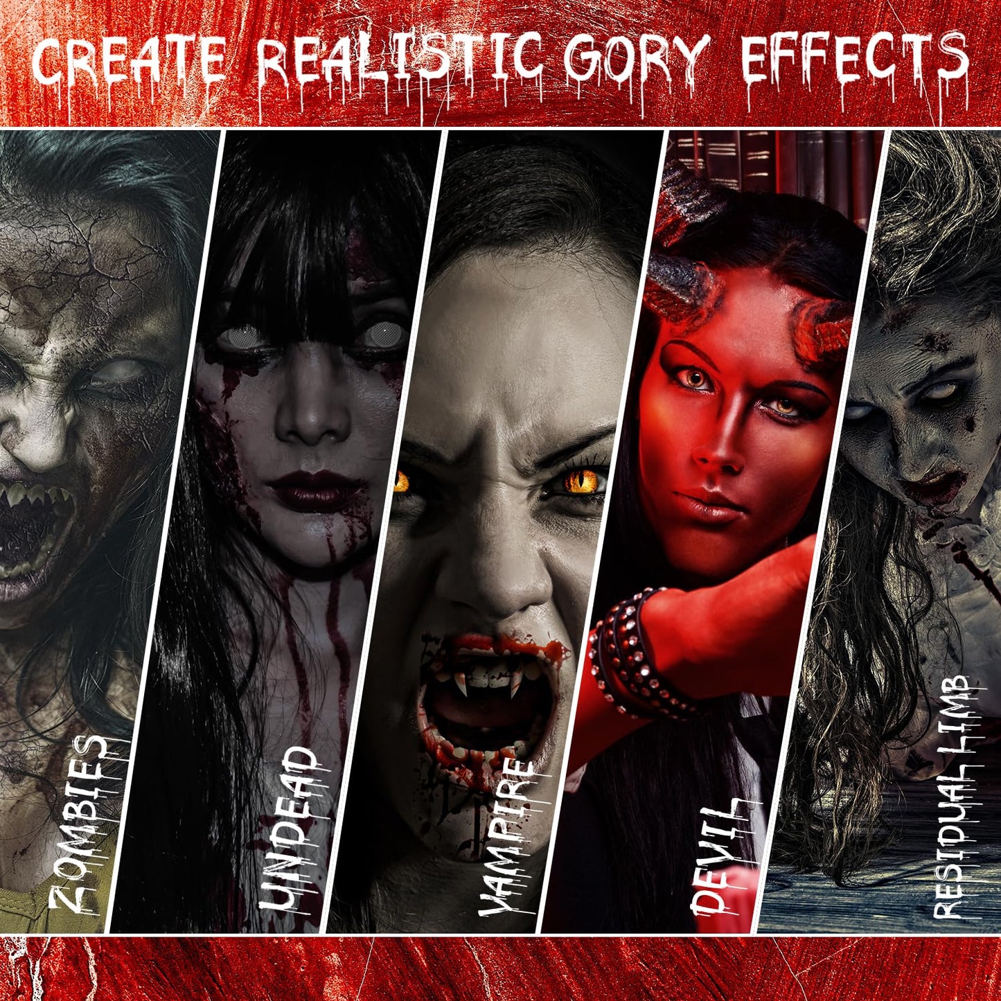 VIOLA HOUSE SFX Makeup Kit, Halloween Special Effects Makeup, 6 Colors Bruise Wound Face Body Paint + Scar Wax + Scar Oil + Liquid Latex + Fake Blood + Spatula + Stipple Sponge + Brush.