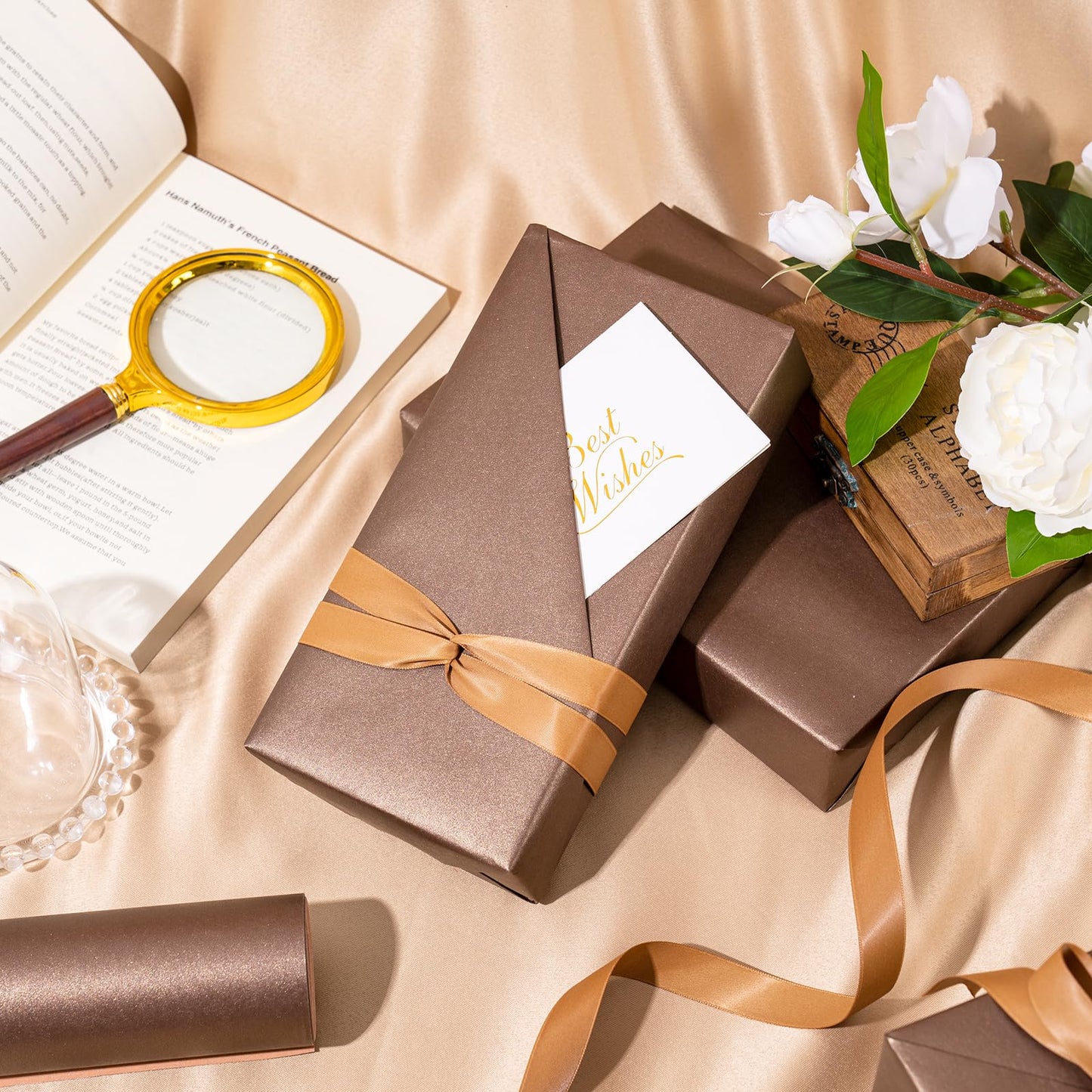 RUSPEPA Chocolate Brown Matte Wrapping Paper - Solid Color Pearly - luster Paper Perfect for Wedding, Birthday, Christmas, Baby Shower -17 Inches X 32.8 Feet