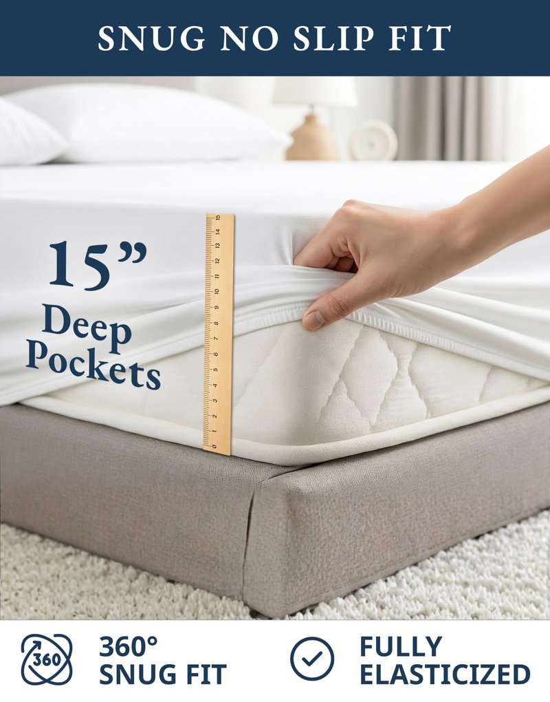 LANE LINEN 100% Organic Cotton Twin Sheets Set, 3Pc Twin Bed Sheets, Soft & Comfy Breathable Cotton Percale Sheets for Twin Size Bed, Dorm Room Essentials Low Pill Fade Resistant White Sheets