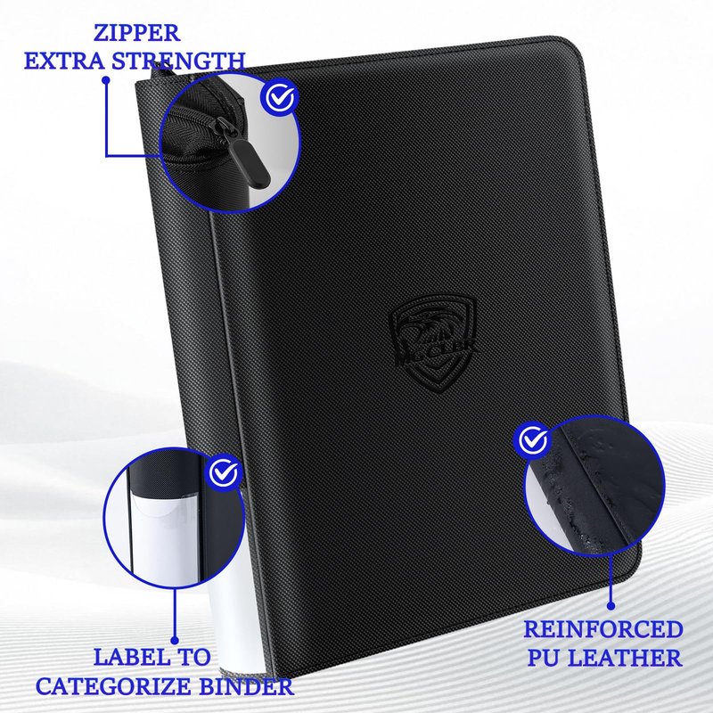 MGCLBR Top Loader Binder – Holds 324 Cards (20 Hard Sleeves Included),9-Pocket Side-Loading Card Binder Ringless Double-Sided – Perfect for Trading/Sports Cards & Tournaments