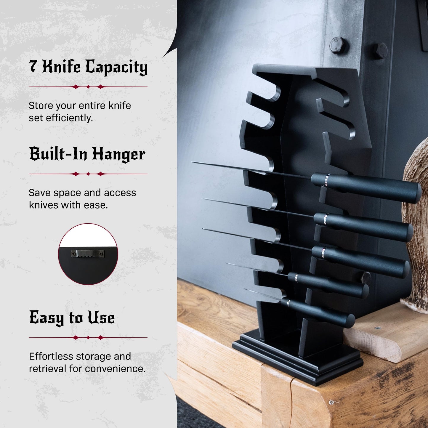Coffin knife holder has 14 Magnets for 7 knives- Gothic Kitchen Decor and Goth Kitchen Accessories, Gothic Knife Holder, Halloween Knife Holder for Goth Kitchen, Littlesy （Without Knives）