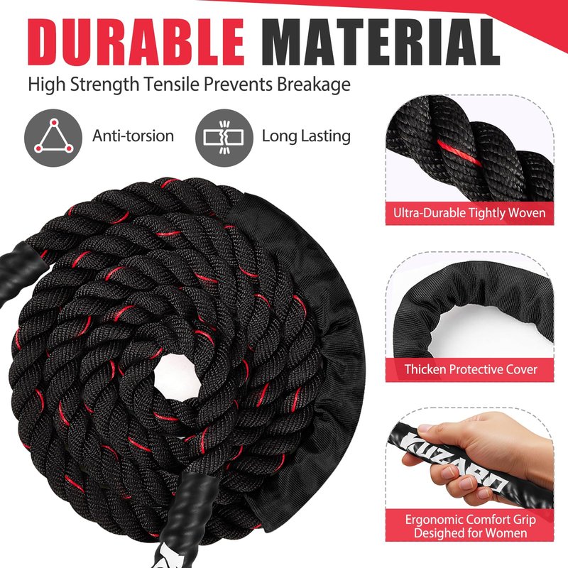 KUZARO Jump Rope, Weighted Jump Rope for Women, 3LB Adult Skipping Rope for Fitness, Home Gym Workout Equipment, Heavy Exercise Jumpropes for Weight Loss, Shape body, Strength Training, Total Body Workout