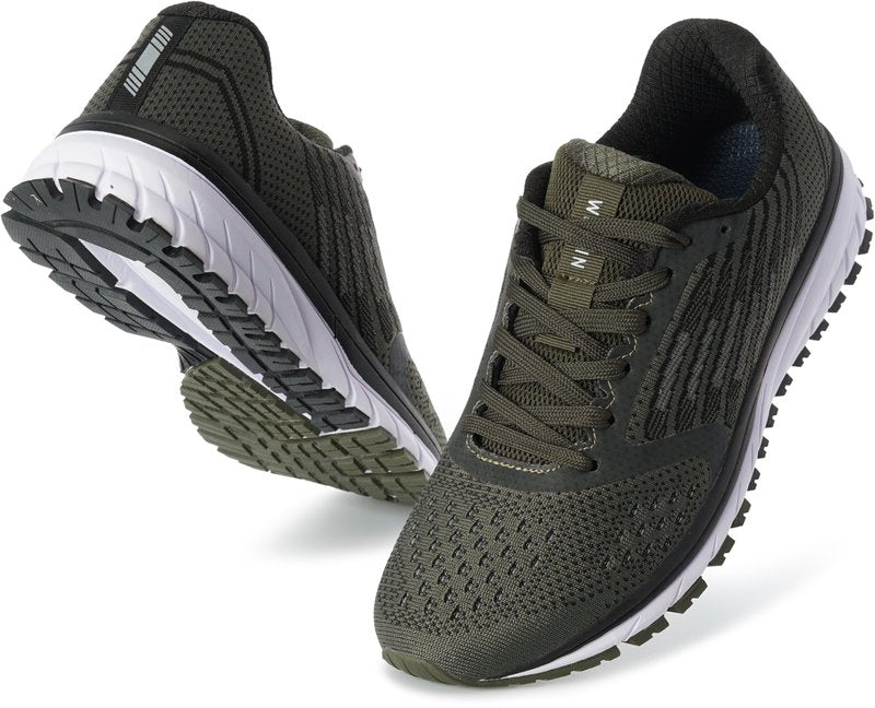 Joomra Whitin Mens Lightweight Running Tennis Shoes Arch Support Walking Fitness Size 12 Cushioned Footwear for Man Runny Athletic Workout Sneakers Army Green 46