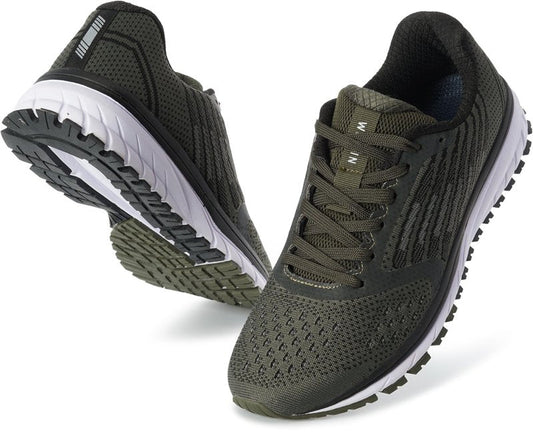 Joomra Whitin Mens Lightweight Running Tennis Shoes Arch Support Walking Fitness Size 12 Cushioned Footwear for Man Runny Athletic Workout Sneakers Army Green 46