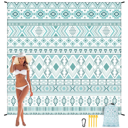 AISPARKY Beach Blanket Waterproof Sandproof, Oversized Large Beach Mat 79" X 83"/120"x108" for 1-8 Adults, Quick Drying&Compact&Lightweight, Picnic Mat Vacation Essentials for Beach Camping Travel
