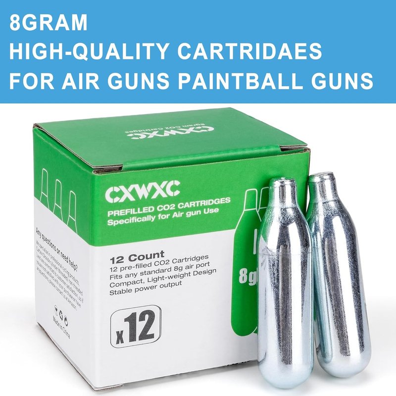 CO2 Cartridges for Paintball - 8g, 12g, 88g CO2 Cylinders for Airsoft, Air Gun & Pepper Gun | Compact Design